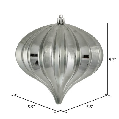 Pewter Shiny Shatterproof Plastic Onion Christmas Ornaments, Set of 3