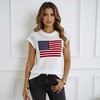 Knit & Lounge Women’s Knit Sleeveless Top American Flag Graphic Crew Neck Rolled Cap Sleeves Sweater - 2 of 4