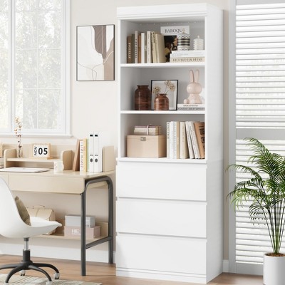 Bookcase with Drawers 70.27 Inches Tall Bookshelf Farmhouse Bookcases Wooden Deep Bookshelves Storage Cabinet Organizer