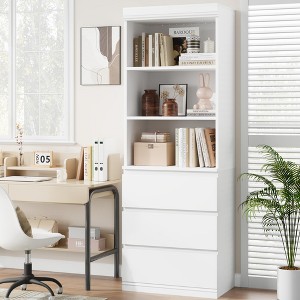 Bookcase with Drawers 70.27 Inches Tall Bookshelf Farmhouse Bookcases Wooden Deep Bookshelves Storage Cabinet Organizer - 1 of 4