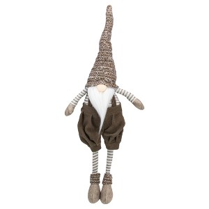 Northlight Sitting Gnome with Knit Hat and Socks Christmas Figure - 23.5" - Brown and White - 1 of 4