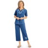 Collections Etc Floral Embroidered 2-Piece Knit Pajama Set - 3 of 4