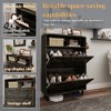 RISOKEYS Farmhouse Shoe Organizer with 2 Flip Drawers,Freestanding Slim Narrow Shoe Rack Cabinet with Open Storage for Entryway,Foyer,Hallway - 2 of 4