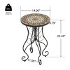 Syemin End Tables Round Ceramic Outdoor Side Table, Round End Table with Weather Resistant Ceramic Tile Tabletop, Black, 14"*14"*22.44" - 3 of 4