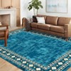 Washable Modern Bordered Rug Non Slip Low Pile Rug Soft Contemporary Throw Floor Cover Foldable Indoor Carpet for Living Room Bedroom Playroom - 3 of 4