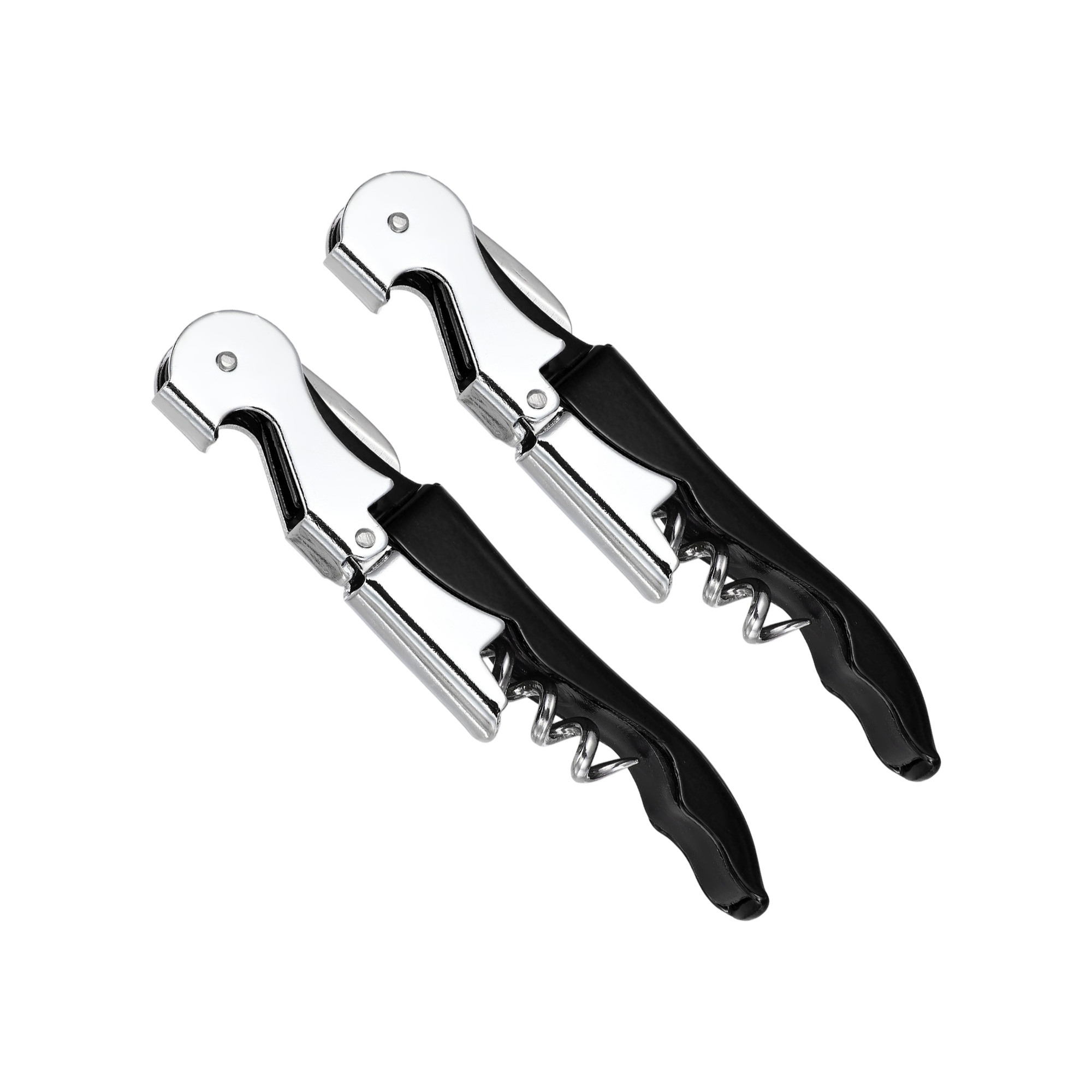 Unique Bargains Stainless Steel Wine Opener, Waiter Corkscrew Professional Wine Key Bottle Opener Black 2 Pcs