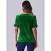 Allegra K Women's Round Neck Puff Short Sleeve Party Clubwear Velvet Top - 3 of 4
