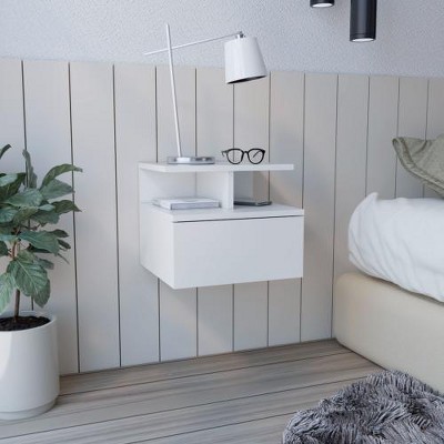 CENGHU Floating Nightstand, Modern Sideboard Decorative Storage Cabinet with Drawer, End Table, Side Table, Open Top Shelves for Bedroom