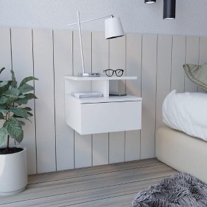 CENGHU Floating Nightstand, Modern Sideboard Decorative Storage Cabinet with Drawer, End Table, Side Table, Open Top Shelves for Bedroom - 1 of 4