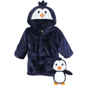 Luvable Friends Infant Boy Plush Bathrobe and Toy Set, Boy Penguin, 0-9 Months - 1 of 4