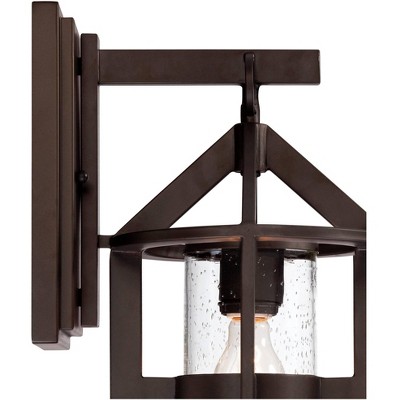 Bronze Metal Farmhouse Wall Sconce with Clear Glass Shade