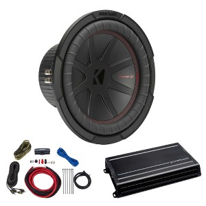 Kicker 10" Comp R Woofer 48CWR102 Package with ACS-1000D Amp & Wire Kit - 1 of 4