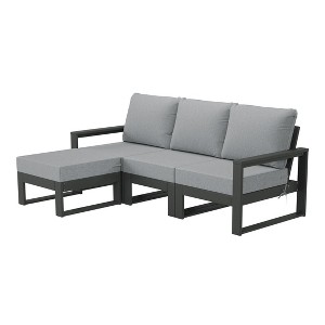 WestinTrends Montara Outdoor 4-Piece HDPE L-Shaped Modular Patio Sofa Furniture Set - 1 of 4