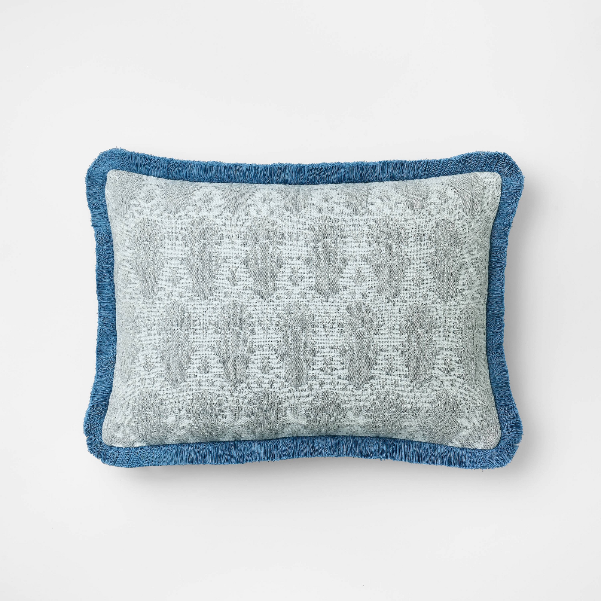 Lumbar Woven Shell Block with Fringe Edge Throw Pillow Bue - Threshold™ designed with Studio McGee