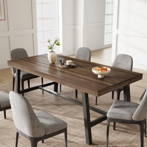 70.87 Large Long Dining Table for 6-8 People, Rustic Wood Kitchen Table with Sturdy Black Metal Legs - 1 of 4