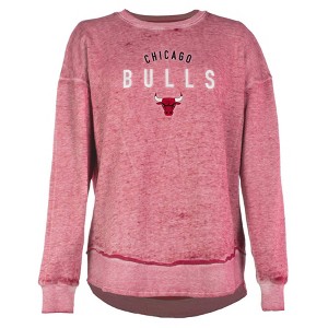 NBA Chicago Bulls Women's Burnout Crew Neck Fleece Sweatshirt - 1 of 4