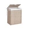 Laundry Hamper With Lid PE Rattan Powder Coating Frame Clothes Hampers with 01 Removable Bags, Gray Color - 2 of 4