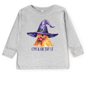 The Juniper Shop Chick Or Treat Watercolor Distressed Toddler Long Sleeve Tee - 1 of 4