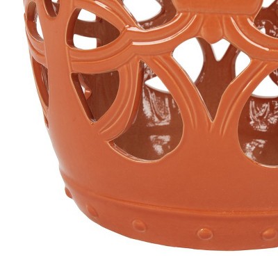 Imperial Vine Orange Glazed Ceramic Garden Stool