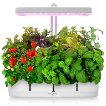 SereneLife Hydroponic Herb Garden 8 Pods, Indoor Growing System, Smart Indoor Plant System w/ Height Adjustable LED Grow Light (White)
