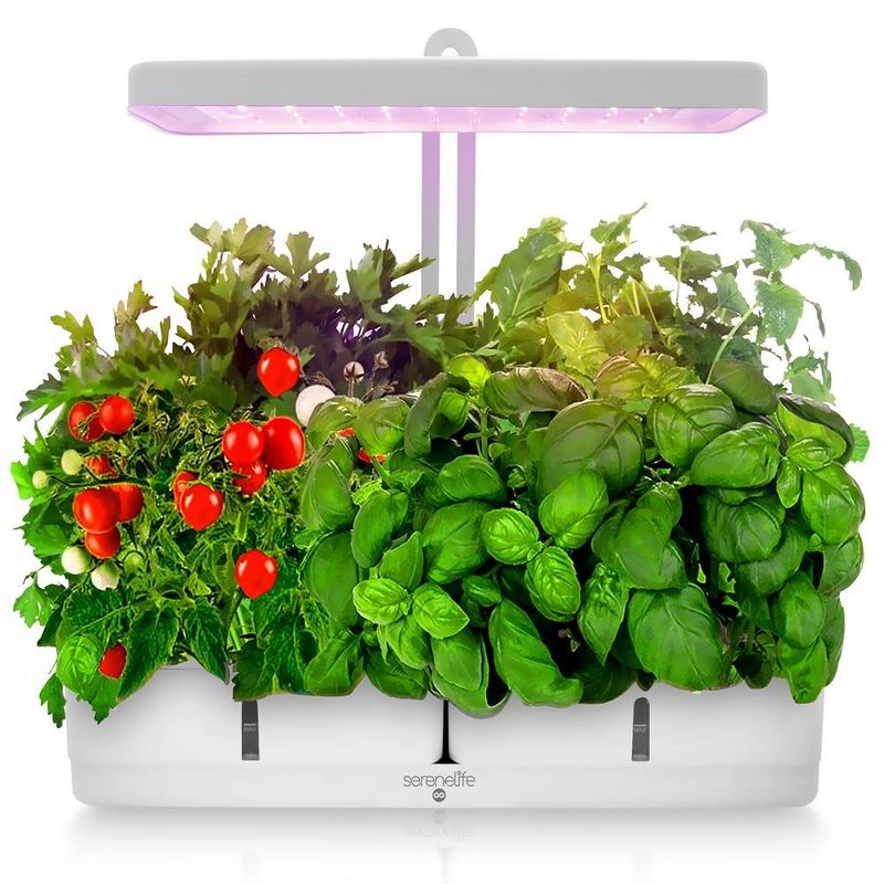 SereneLife Hydroponic Herb Garden 8 Pods, Indoor Growing System, Smart Indoor Plant System w/ Height Adjustable LED Grow Light (White), 1 of 9