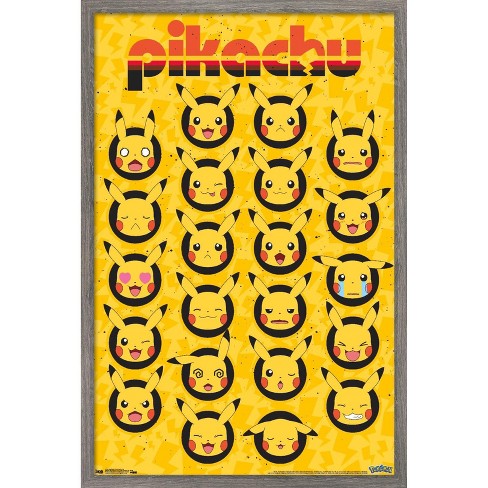 Trends International Pokémon - Pikachu Faces Framed Wall Poster Prints ...