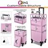 Byootique Folding Manicure Nail Table 2in1 Rolling Makeup Train Case Kit Manicure Cosmetic Trolley Travel Organizer Nail Case, Pink/Purple/ - 2 of 4