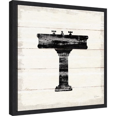 Black and Ivory Vintage Sink Framed Canvas Wall Art
