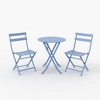 Outdoor 3 Piece Folding Patio Bistro Set, Weather Resistant Table and 2 Chairs, Portable Metal Furniture for Balcony, Porch, Garden or Small Spaces - 3 of 4