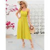 Women's Dress Casual Summer Spaghetti Strap Dress Button Down Sleeveless A Line Beach Swing Midi Sundress - 4 of 4