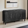 59'' Farmhouse Curved Vintage Storage Sideboard with Large Wooden Handles, Vertical Wood Grain Carving and Adjustable Shelves - Leovsnove - 2 of 4