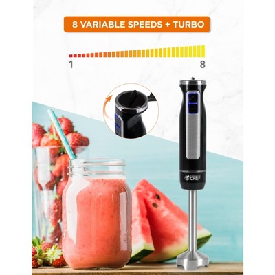 Commercial Black Stainless Steel Immersion Hand Blender with Variable Speed