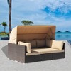 Courtyard Casual Aurora Sectional to Daybed Combo Includes:  One Sofa, Two middle Chairs & One ottoman , frame in powder coating, Half Round wicker - 2 of 4