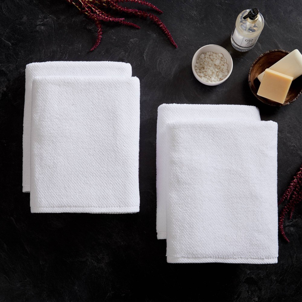 Photos - Towel 4pc Cotton Popcorn Textured Bath  Set Optic White - Isla Jade