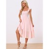 INSPIRE CHIC Women's Boho Square Neck Ruffle Trim Flowy Smocked Midi Sundresses - 4 of 4