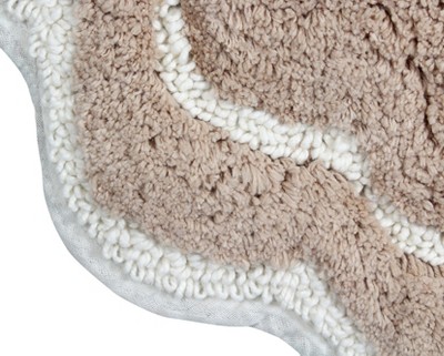 Beige Cotton Tufted Bath Rug Set with Latex Backing