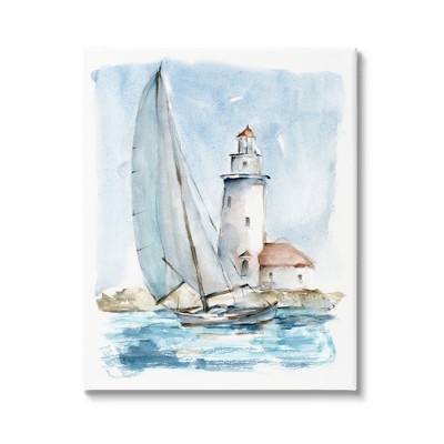 Stupell Industries Nautical Sailboat & Lighthouse Gallery Wrapped Canvas Wall Art