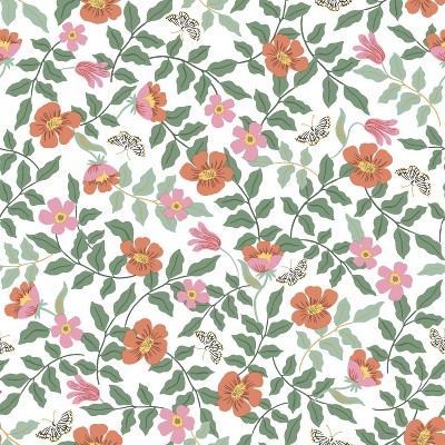 Primrose Fluttering Butterflies & Blooms Peel and Stick Wallpaper Roll