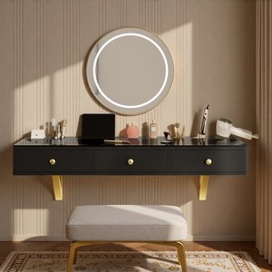 FONTOI 47"W Floating Shelf with Drawer Multi-Purpose Wall-Mounted Vanity Table for Bedroom Bathroom Dressing Room, Black, 47"*15.98"*5.98" - 1 of 4