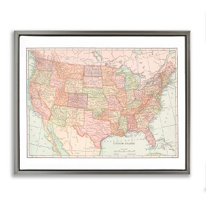 Stupell Industries Traditional USA Map Black Framed Floater Canvas Wall Art - 1 of 4