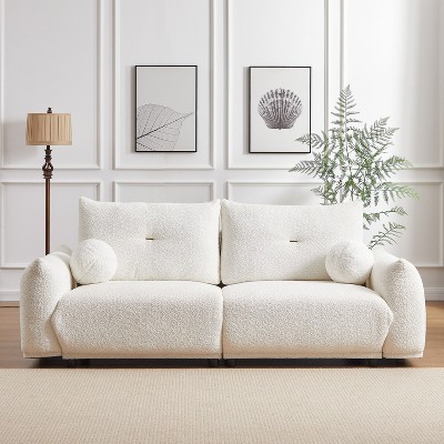 NicBex Couches for Living Room 90" Loveseat Sofa Couch Lamb's Wool Upholstered 2-seater Sofa with 2 Cushions and 2 Ball Pillows