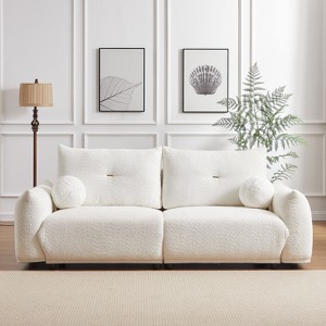 NicBex Couches for Living Room 90" Loveseat Sofa Couch Lamb's Wool Upholstered 2-seater Sofa with 2 Cushions and 2 Ball Pillows - 1 of 4