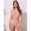 INSPIRE CHIC Women's Ruffle Trim V Neck Wide Strap Leopard Bikini Sets, Drawstring Tie Back Top Triangle Bottom 1 Set - 4 of 4