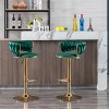TiramisuBest Set of 2 Velvet Bar Stools with Chrome Footrest & Base, Swivel Height Adjustable Mechanical Lift, Golden Legs, Modern Navy - 3 of 4