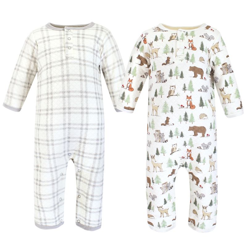 Hudson Baby Infant Boy Premium Quilted Coveralls, Forest Animals, 1 of 6