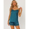 Allegra K Women's Satin Solid Lace Trim Cami Tops with Shorts Lounge Sleepwear Pajama Set - 2 of 4