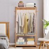 Artloge 3 Tier Heavy Duty Bamboo Coat Rack with Shoe Storage Garment Organizer for Entryway Living Room Closet - 3 of 4
