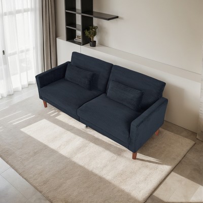 DOMETOUR 74" Loveseat Sofa, Corduroy Sofa Couch with 2 Pillows Small Modern Comfy Couch for Living Room
