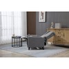 Linen Push-Back Recliner Chair with Footrest, Wingback Design and Button Tufted Upholstery - 3 of 4