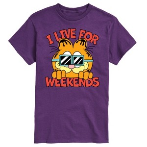Men's - Garfield - I Live For Weekends Short Sleeve Graphic T-Shirt - 1 of 4